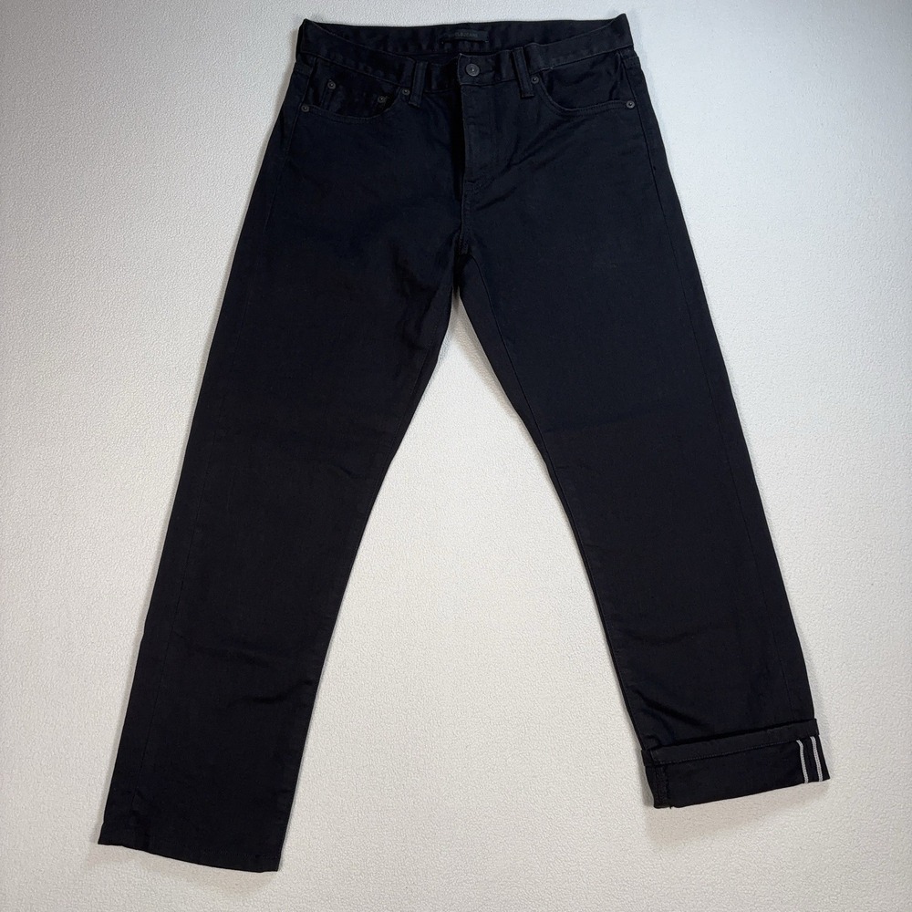Uniqlo Stretch Selvedge Jeans Men's 30 (fits 32x27) Black Slim Straight Mid Rise